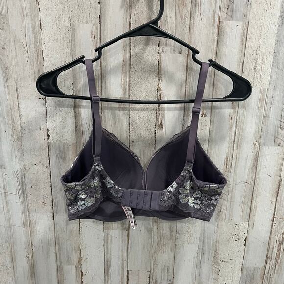 Victorias Secret Body By Victoria Perfect Shape Bra Purple Floral Lace 32DDD - Picture 4 of 4